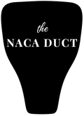 Black silhouette of a NACA duct with 'the NACA DUCT' text on a white background